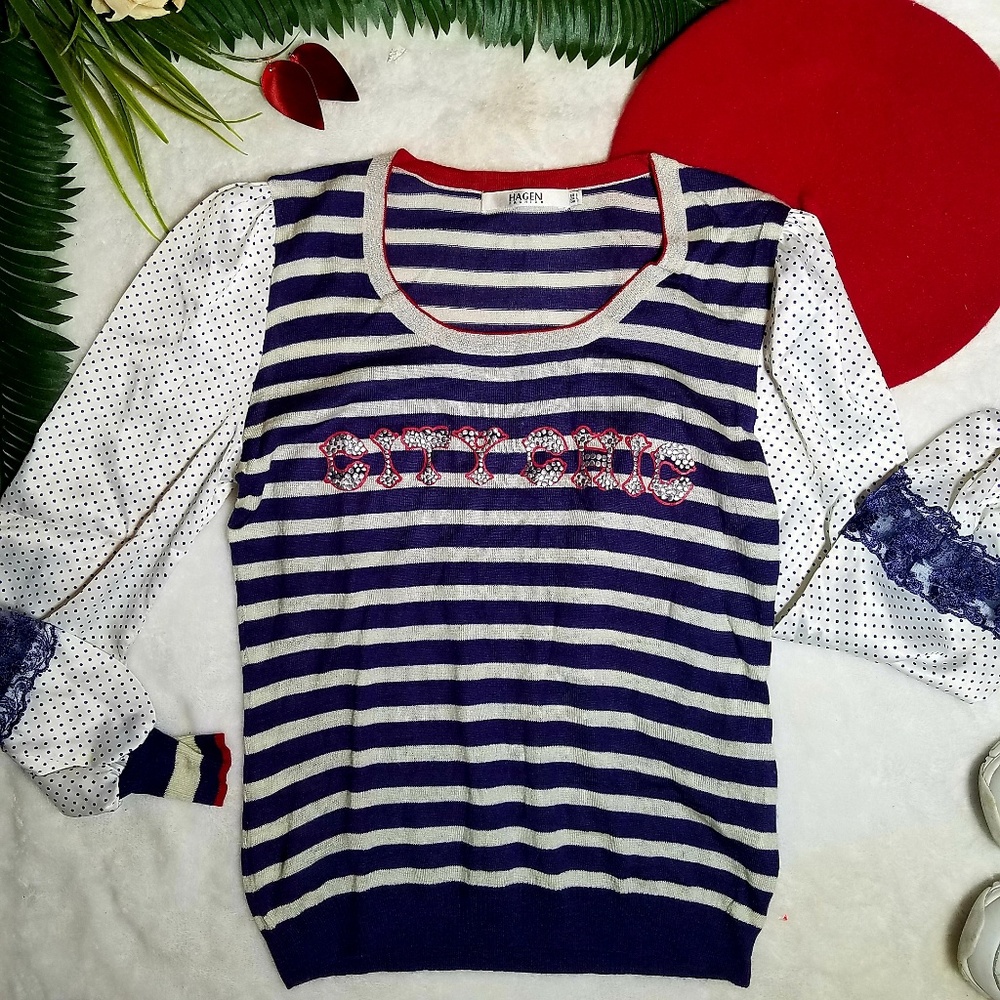 Polka Dot Stripe Top